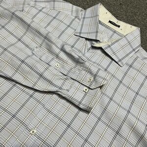 Bugatchi Classic Fit Blue Plaid Long Sleeve‎ Button Down Shirt Men's XL